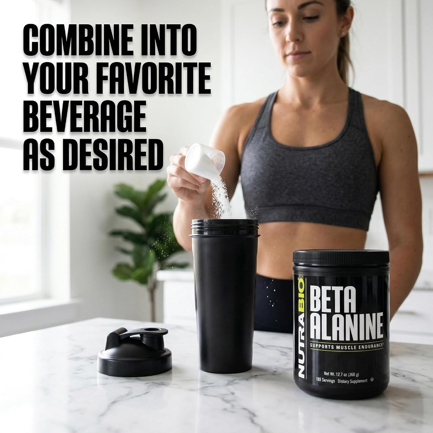 NutraBio Beta Alanine Pre-Workout Supplement - Beta Alanine Powder- 360g Powder