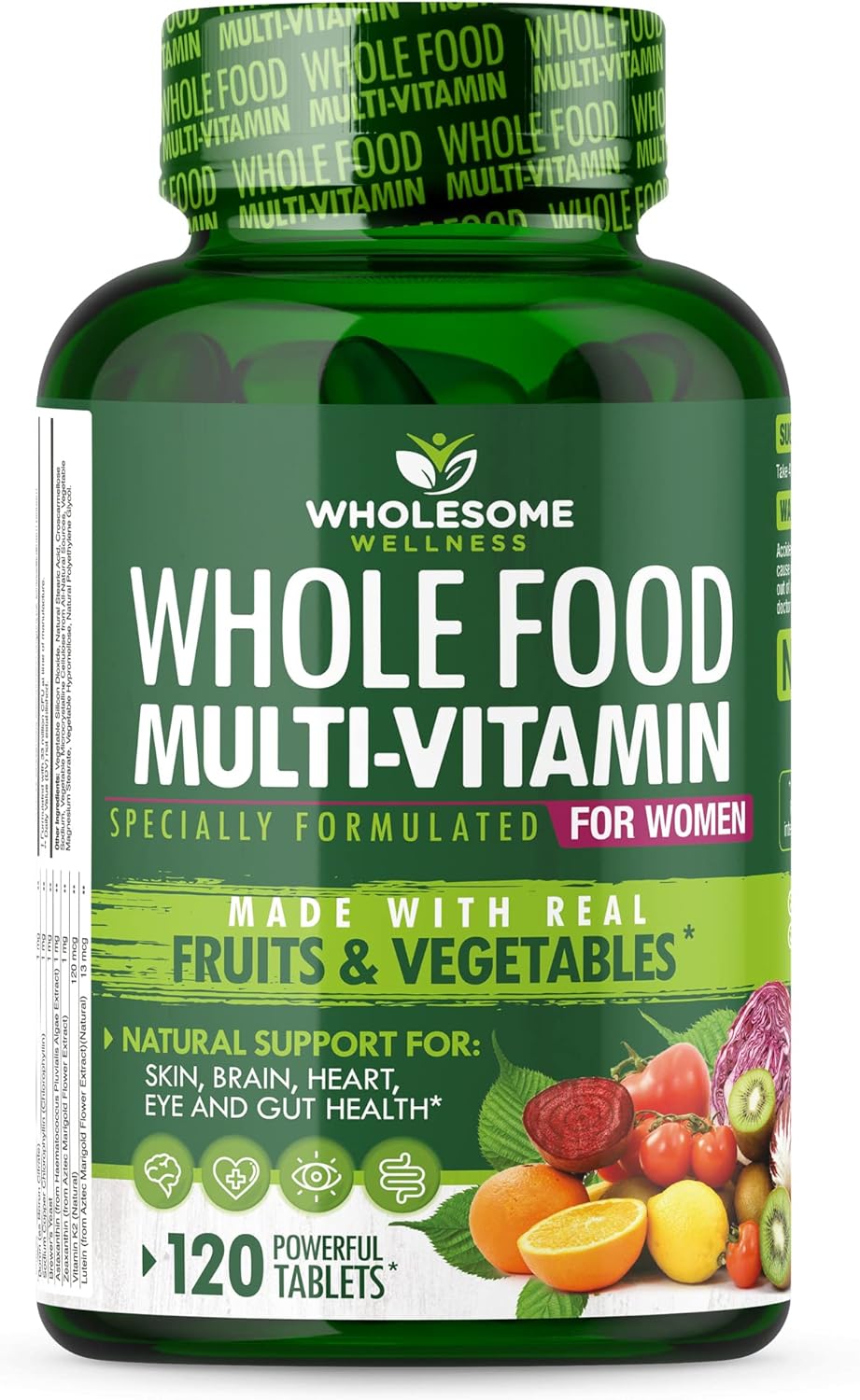 Wholesome Wellness Food Multivitamin for Women - Natural Multi Vitamins, Minerals, Organic Extracts + Probiotics 100 Billion CFU Probiotics for Adults Bundle