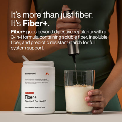 Momentous Fiber+ - Daily Multi-Source Fiber Psyllium Husk Powder - Soluble & Insoluble Prebiotic Blend to Support Nutrient Absorption - NSF Certified for Sport - 30 Servings - Unflavored