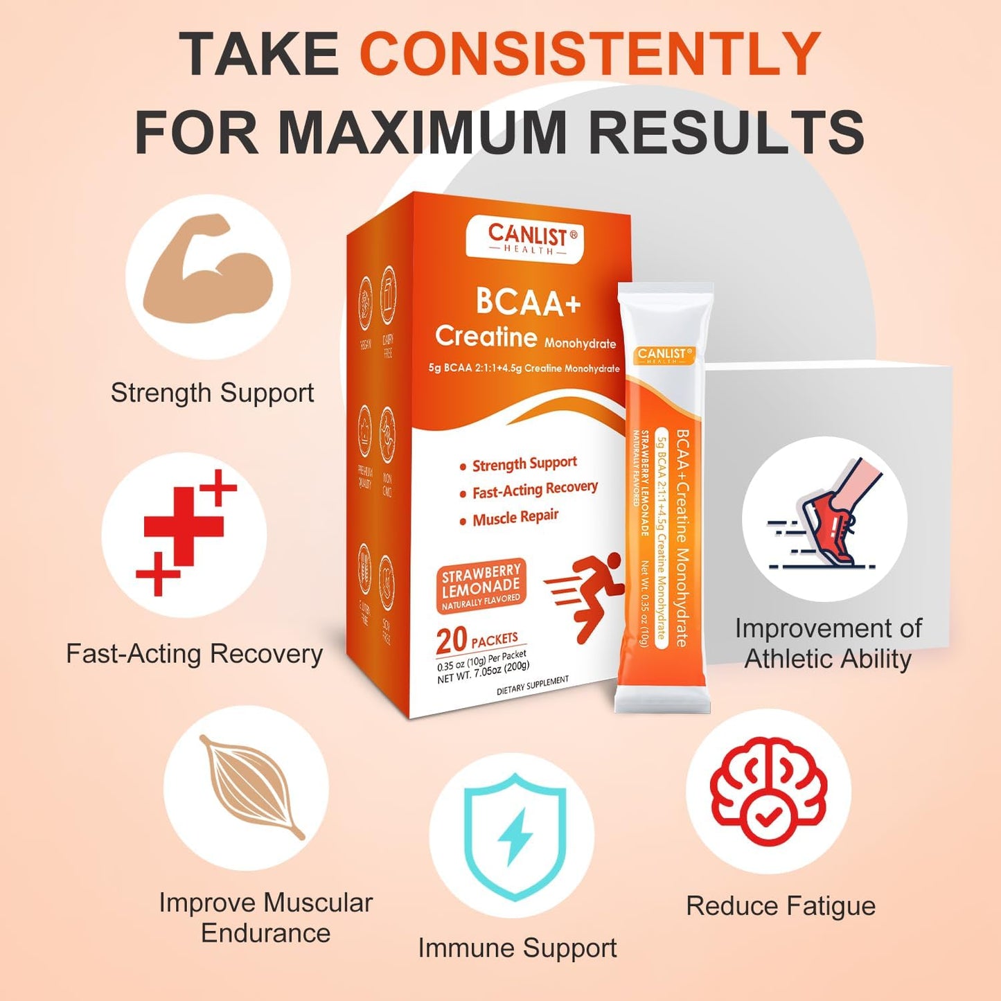 CANLIST Micronized Creatine Monohydrate Powder for Men & Women, Non-GMO, Vegan, 20 Servings