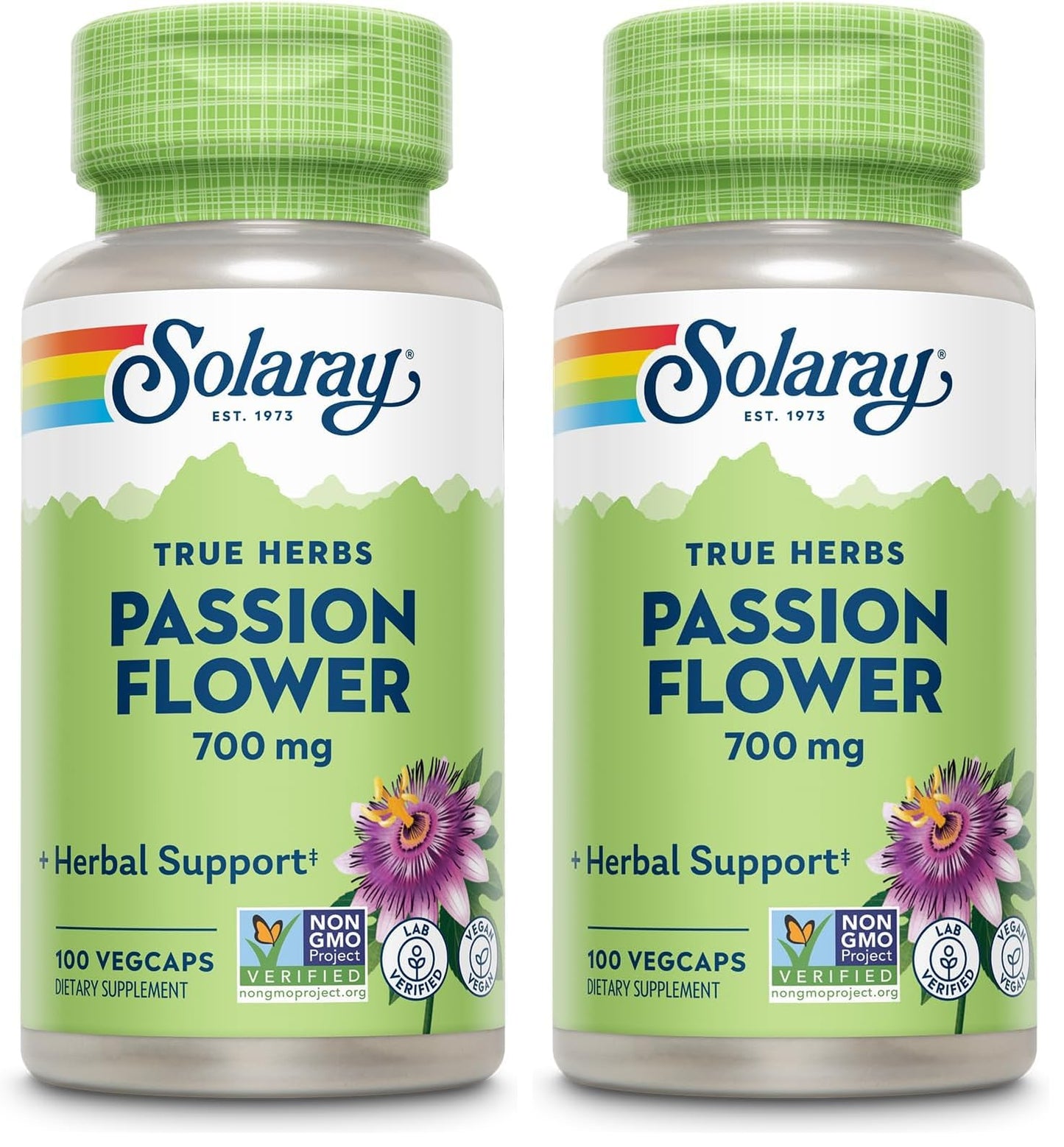 SOLARAY Passion Flower 700 mg Whole Aerial - Soothing Herbal Support - Passion Flower Capsules - Vegan, Non-GMO, 60-Day Guarantee, Lab Verified - 50 Servings, 100 VegCaps