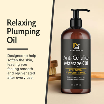Anti Cellulite Massage Oil for Massage Therapy with Collagen (8 Fl Oz)