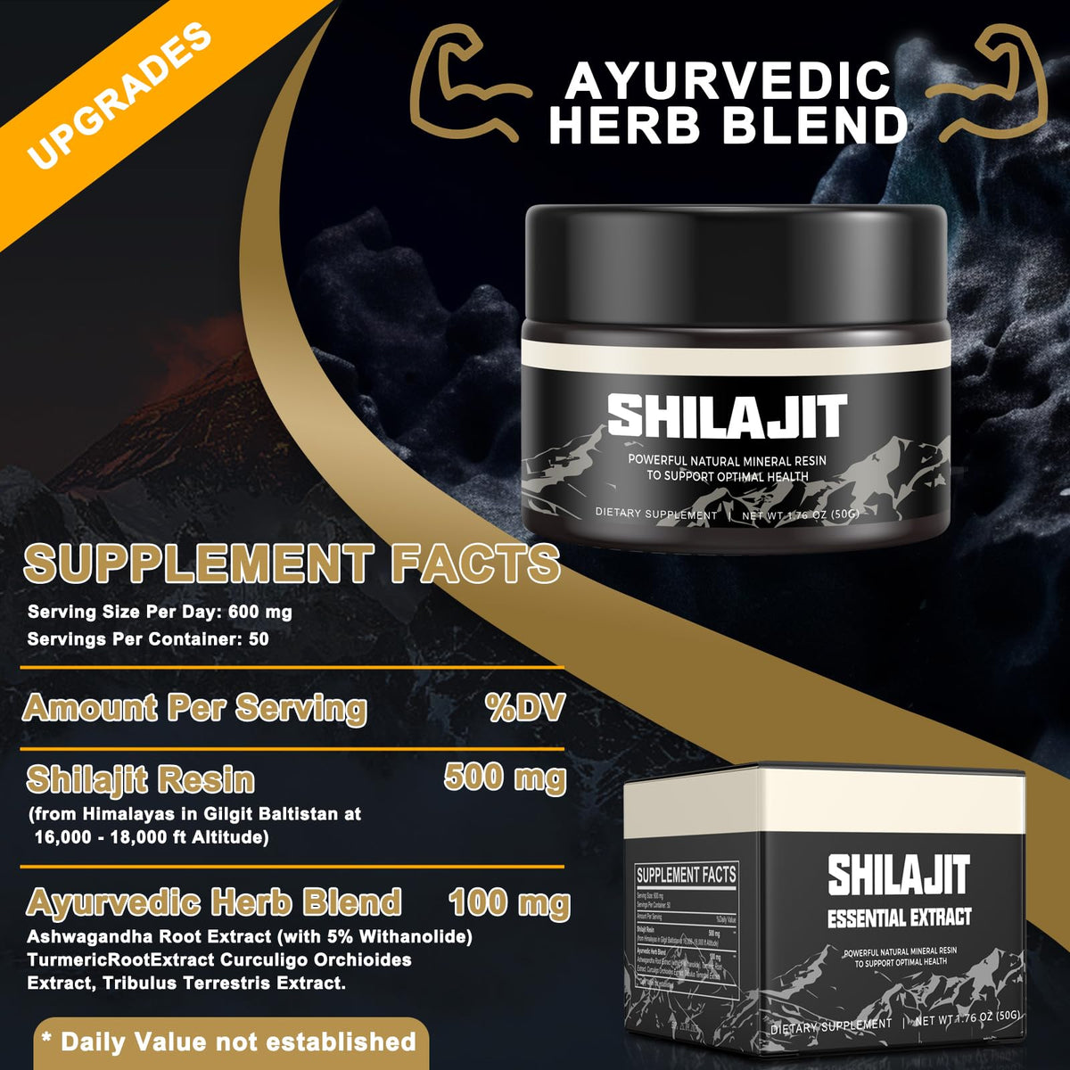 Shilajit Pure Himalayan Organic Shilajit Resin - Gold Grade 100% Shilajit Supplement
