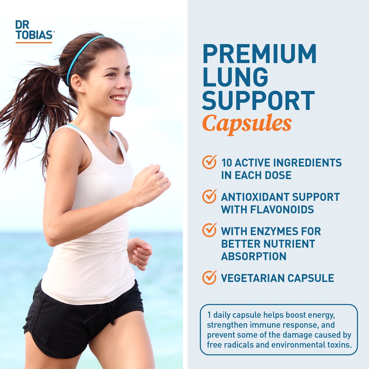 Dr. Tobias Lung Health Respiratory Support 60 Capsules | Lung Supplement | Lung Cleanse, Bronchial & Immune Support | Vitamin C + Butterbur + Quercetin + Bromelain | 60 Servings