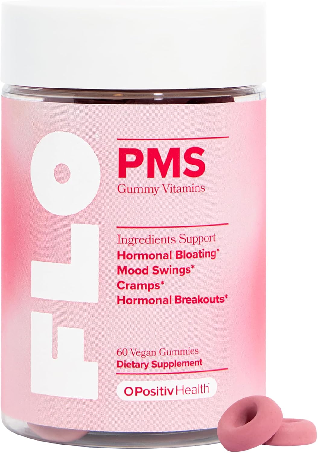 FLO PMS Gummies for Breakouts, Bloating, Cramps, & Mood – 30-Day Supply
