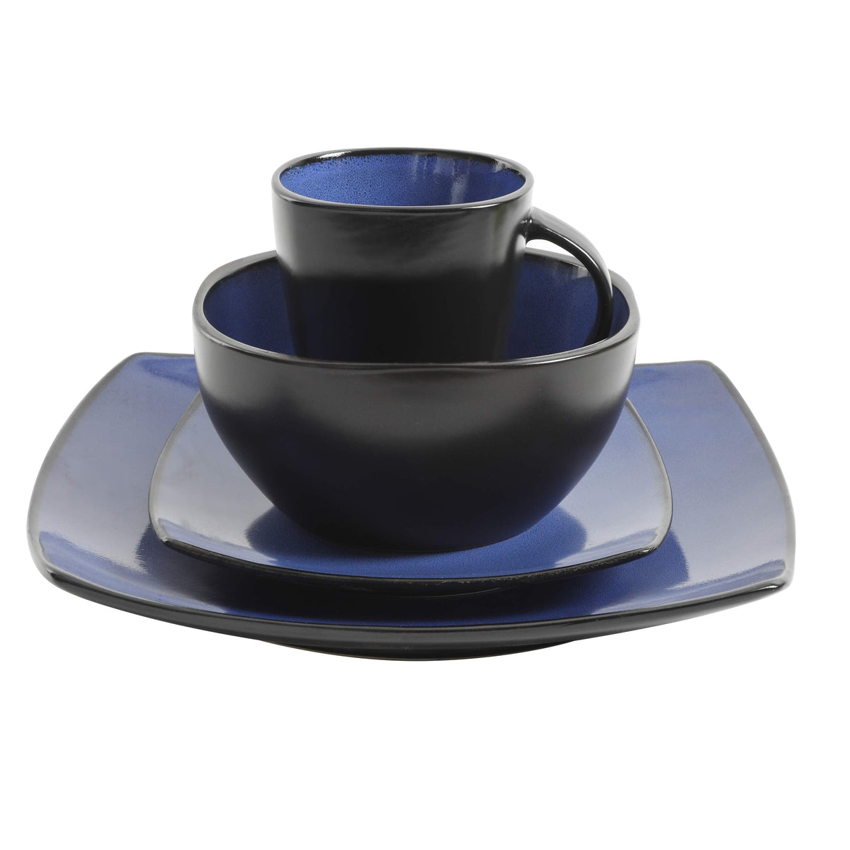 Gibson Soho Lounge Square Reactive Glaze Stoneware Dinnerware Set, Service for 4