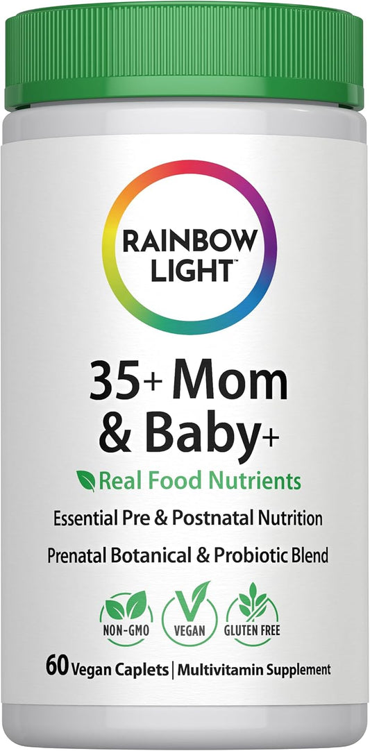Rainbow Light 35+ Mom & Baby + Multivitamin | 60 Caplets | Prenatal and Postnatal Nutrition | Real Food Nutrients, Superfoods & Probiotics | Essential Vitamins and Minerals for Women