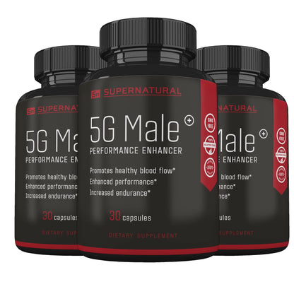 Supernatural Man 5G Male Natural T Booster Enhancing Supplement for Blood Flow, Stamina, Strength & Endurance Ginseng, Garlic, Ginkgo, Ginger Root, Vitamin D - Supports Healthy Males - 30 Capsules
