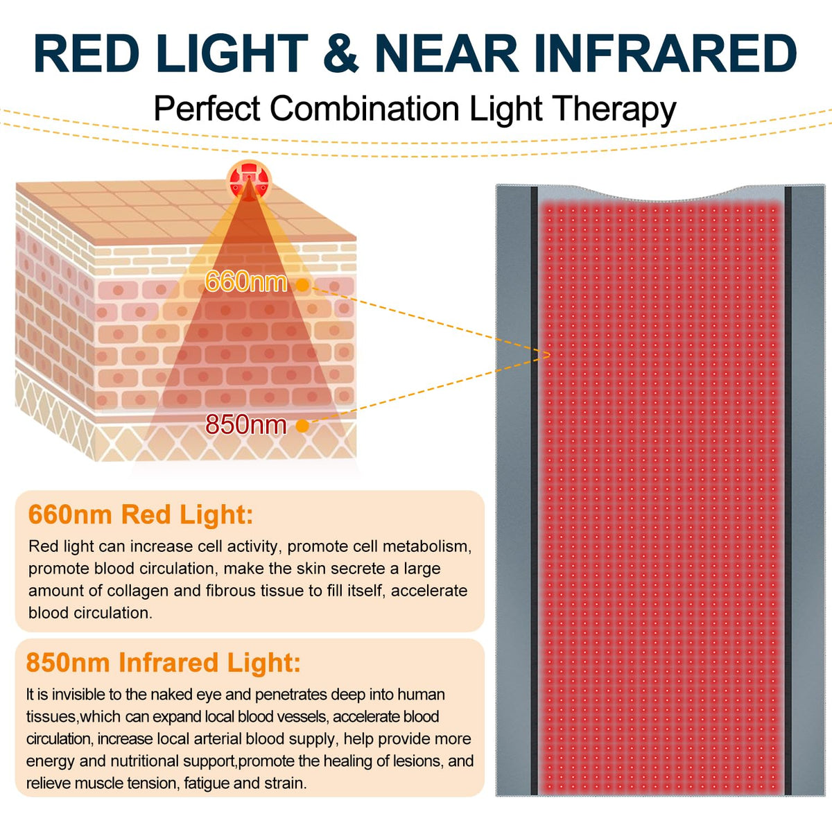 Red Light Therapy for Body - Full Body Red Light Therapy Mat, 71.0x33.30in, 2570Pcs 660nm