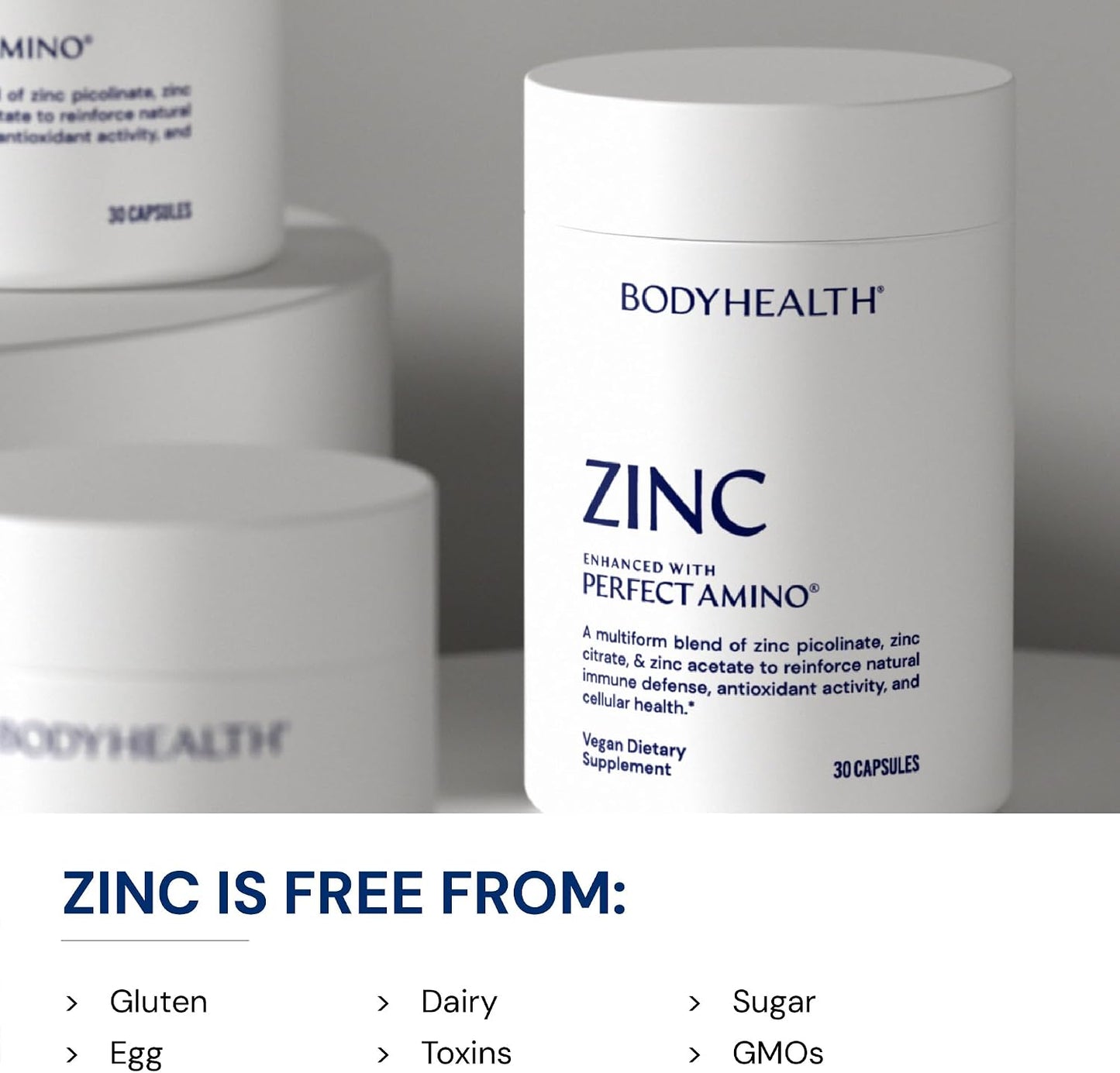 BodyHealth Zinc 30mg - Supplement for Growth & Development, Antioxidant Activity - Natural Immune Defense & Cellular Health - 30 Capsules