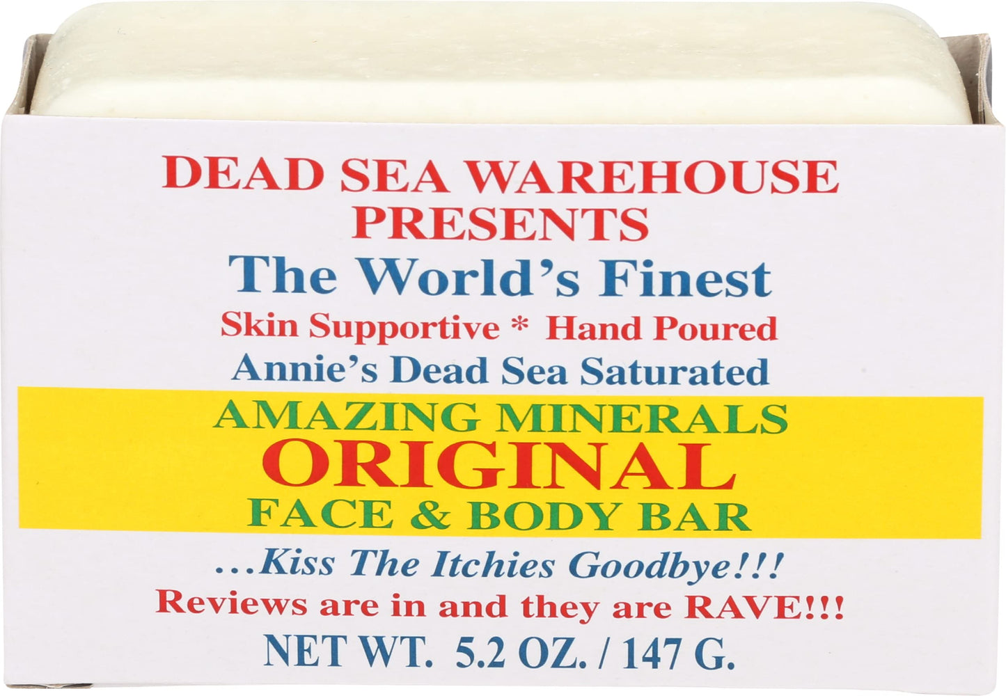 Dead Sea Warehouse - Dead Sea Salt Soap Bar - Original Face & Body Bar - Hydrating Mineral Soap for All Skin Types, Fragrance-Free - 3.5 oz