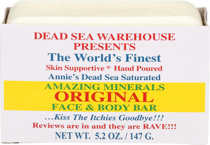 Dead Sea Warehouse - Dead Sea Salt Soap Bar - Original Face & Body Bar - Hydrating Mineral Soap for All Skin Types, Fragrance-Free - 3.5 oz
