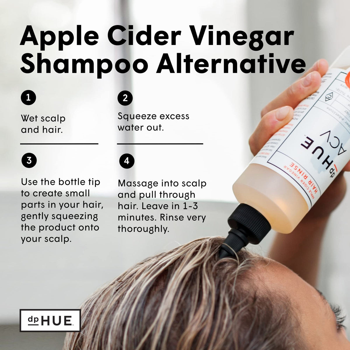 dpHUE Apple Cider Vinegar Hair Rinse, 8.5 oz - Shampoo Alternative & Scalp Cleanser