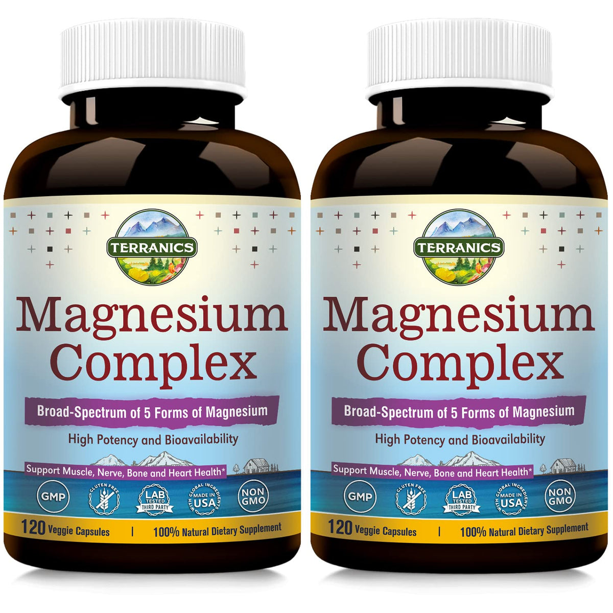 Terranics Magnesium Complex, Total 240 Capsules, Max Absorption, Glycinate, Citrate