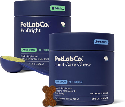PetLab Co. – Breath & Joint Bundle: Dental Powder for an Effortless Clean in 1 Scoop for Large Dogs & Joint Care Chews for Dogs Supporting Mobility & Occasional Joint Stiffness