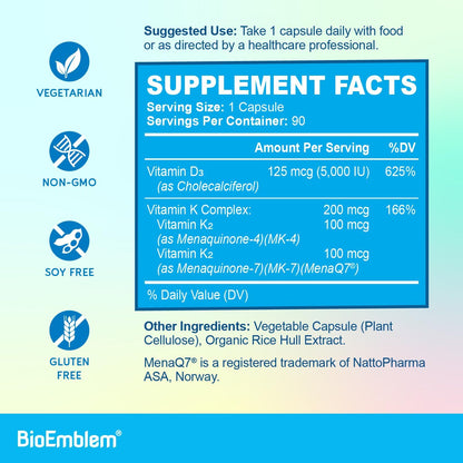 BioEmblem Triple Magnesium Complex Pair with Vitamin D3 K2