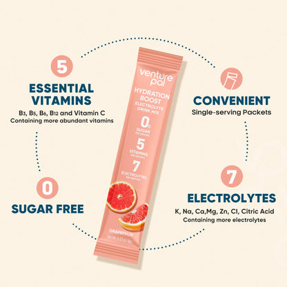 Venture Pal Sugar Free Electrolyte Powder Packets, Keto Friendly, 16 Sticks | Liquid Daily IV Hydration Packets for Rapid Rehydration. 7 Electrolytes & 5 Vitamins | Non-GMO | Vegan | Fast Dissolve