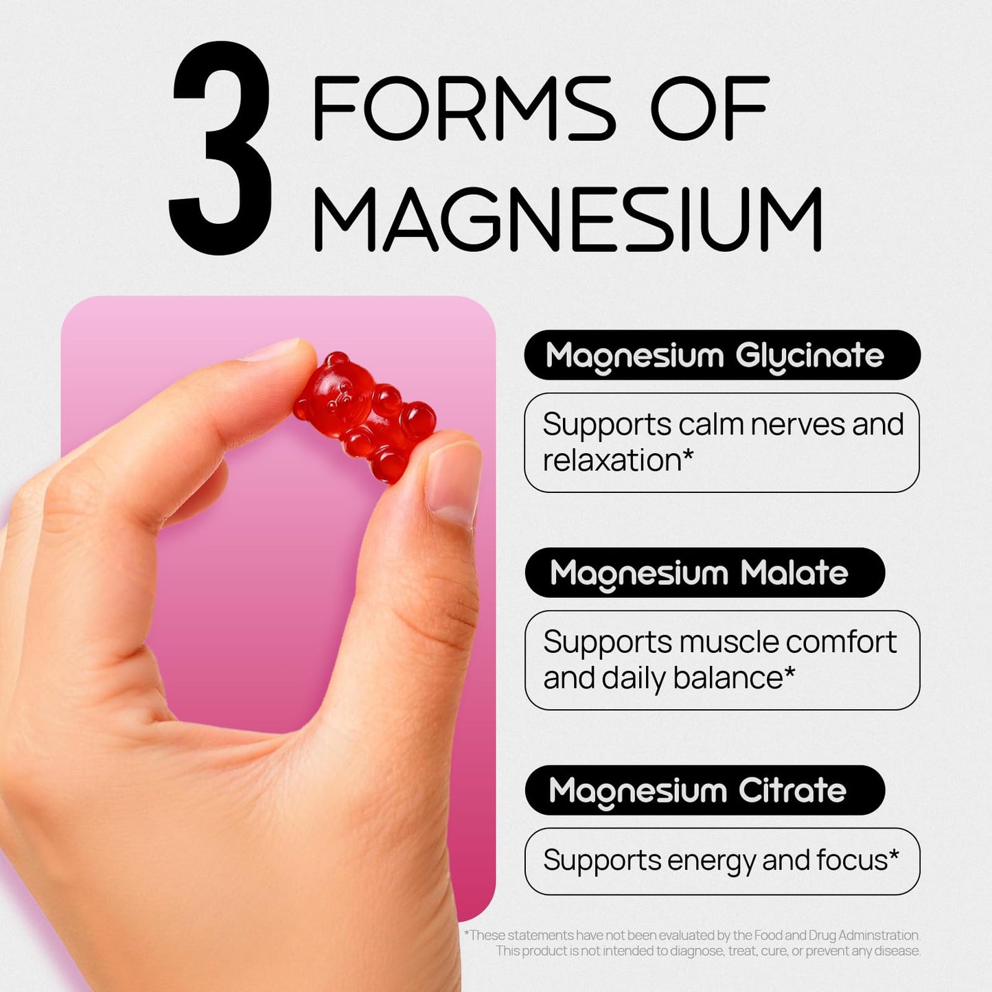 Magnesium Glycinate Gummies for Kids & Adults Melatonin Free Calm Magnesium Gummies with Citrate, Malate, B6, D3, Calcium & L-Theanine for Sleep Relaxation, Bone & Muscle Magnesium for Kids 2 Packs