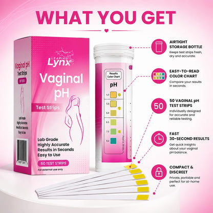 Vaginal pH Test Strips for Women – 50 Count | BV, Yeast & UTI Risk Screening | pH Range 4.0-8.0 | Easy Home Feminine Care Balance Check