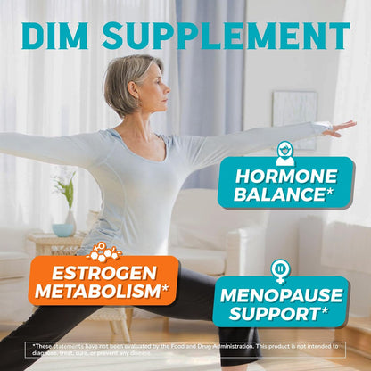Vitalibre DIM Supplement for Women & Men, Estrogen Metabolism, Hormone Balance & Menopause Support, DIM 300 mg with Black Pepper Extract, High Absorption, 90 Capsules