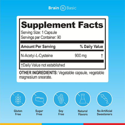 Brain Basics Ultra NAC | Glutathione Precursor, Optimize Neurological and Liver Health and Immune Support | 90 Servings