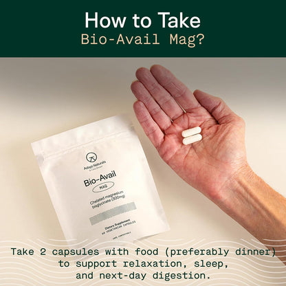 Adapt Naturals Magnesium Glycinate Supplement, Bioavailable - 30 Day Supply | 300mg High Absorption Pure Chelated Magnesium Bisglycinate Complex, Supports Gut Health, Sleep, Relaxation, Bone and Muscles