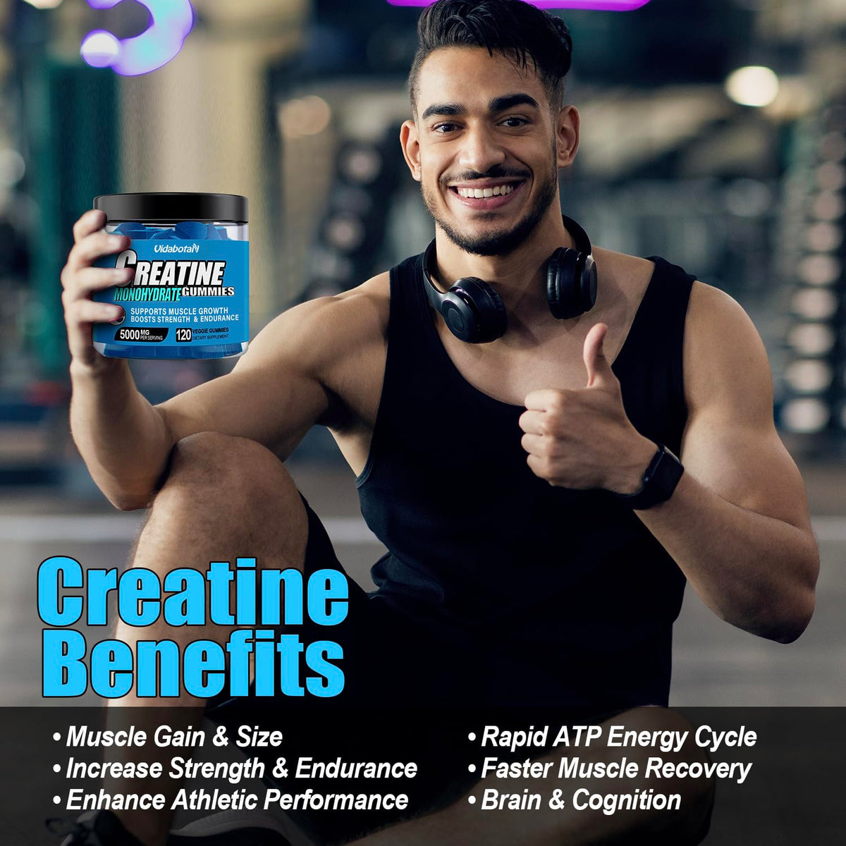 vidabotan Creatine Monohydrate Gummies for Men & Women-5g of Creatine Monohydrate