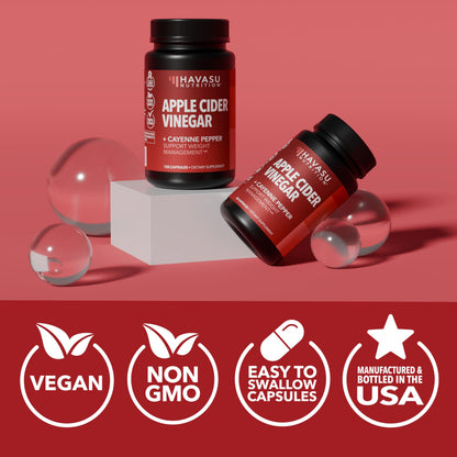 Apple Cider Vinegar Capsules with Cayenne Pepper, 60 Count, 2-Month Supply | 500mg ACV Per Serving for Appetite, Cravings, and Bloating Relief, Vegan, Non-GMO, Easy-to-Take Capsules, 60-Day Supply