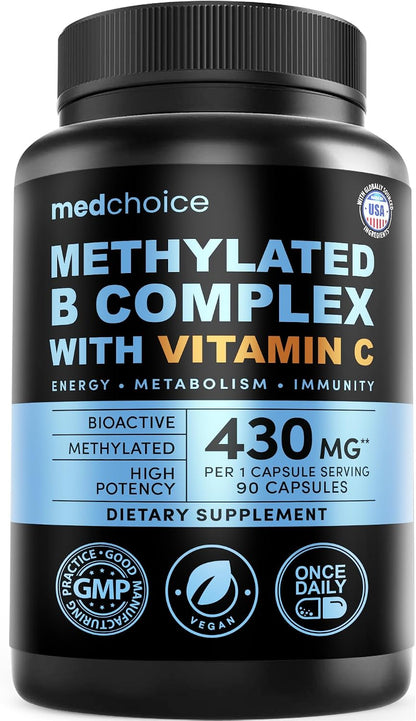 MEDCHOICE 9-in-1 Methylated Vitamin B Complex for Women & Men, 90ct