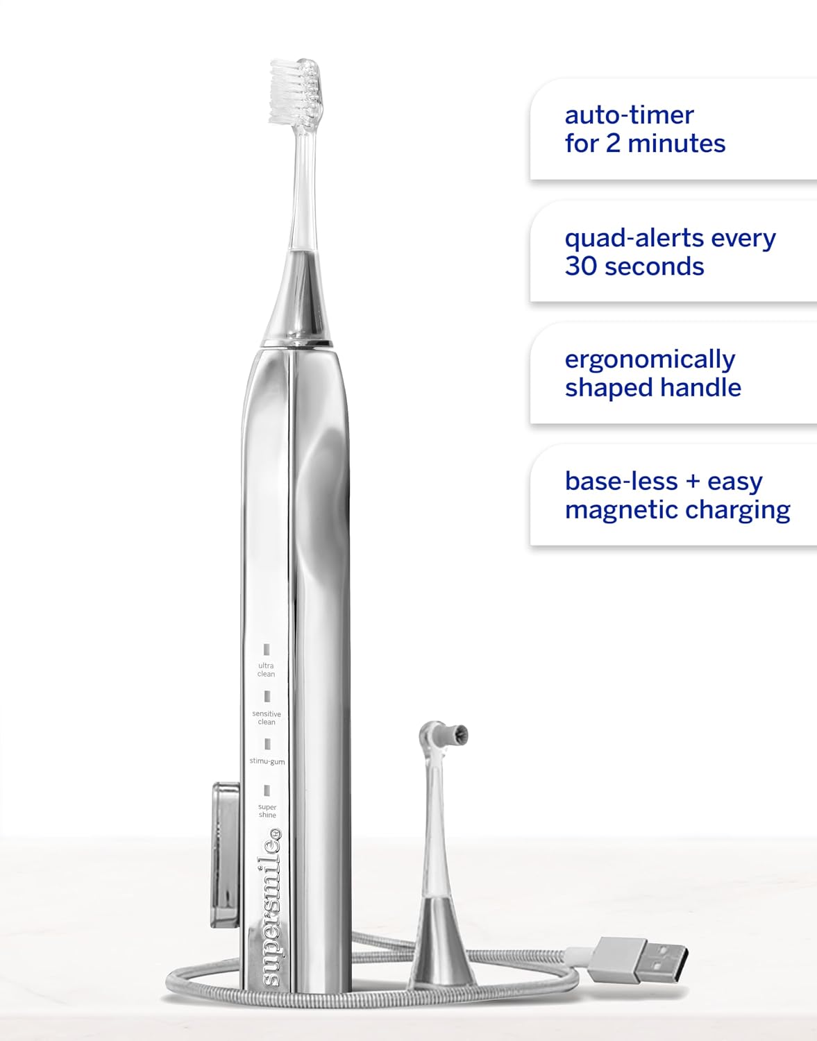 Supersmile Zina45 Sonic Pulse Toothbrush, Rechargeable Electric
