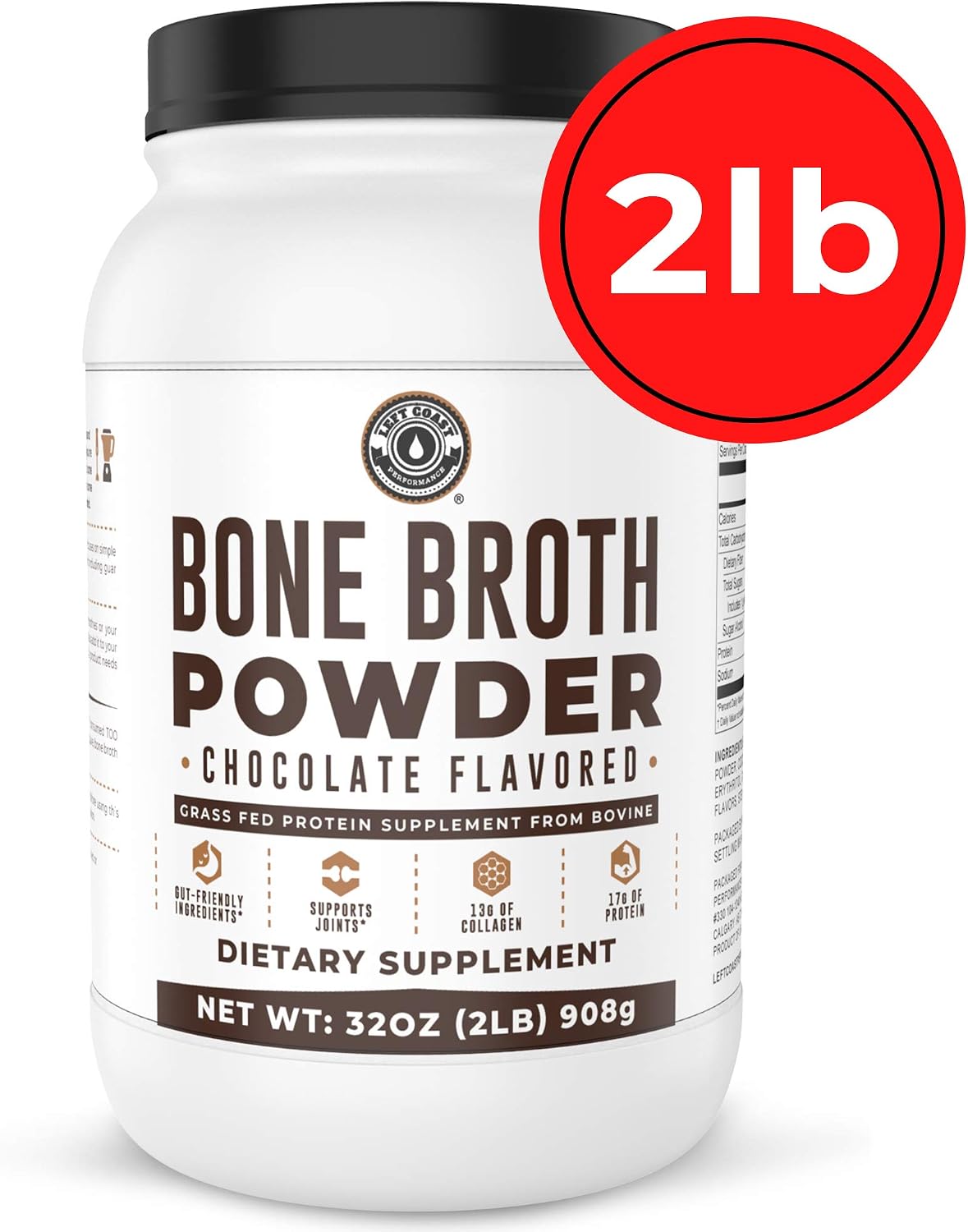 Left Coast Performance 2lb Pure Bone Broth and 2lb Chocolate Bone Broth