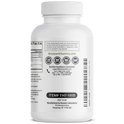 Bronson L-Lysine Defense Immune Support Complex, 1500 mg, 90 Capsules | Essential Amino Acid with Olive Leaf, Garlic, Vitamin C & Zinc, Vegetarian, Non-GMO, Gluten-Free & Soy-Free
