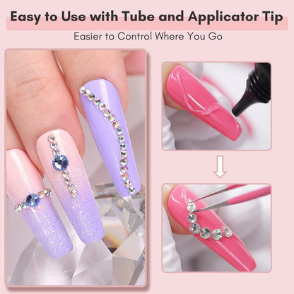Makartt Nail Rhinestone Glue for Nails, Super Strong Gel Nail Glue for Nail Charm 3D Nails