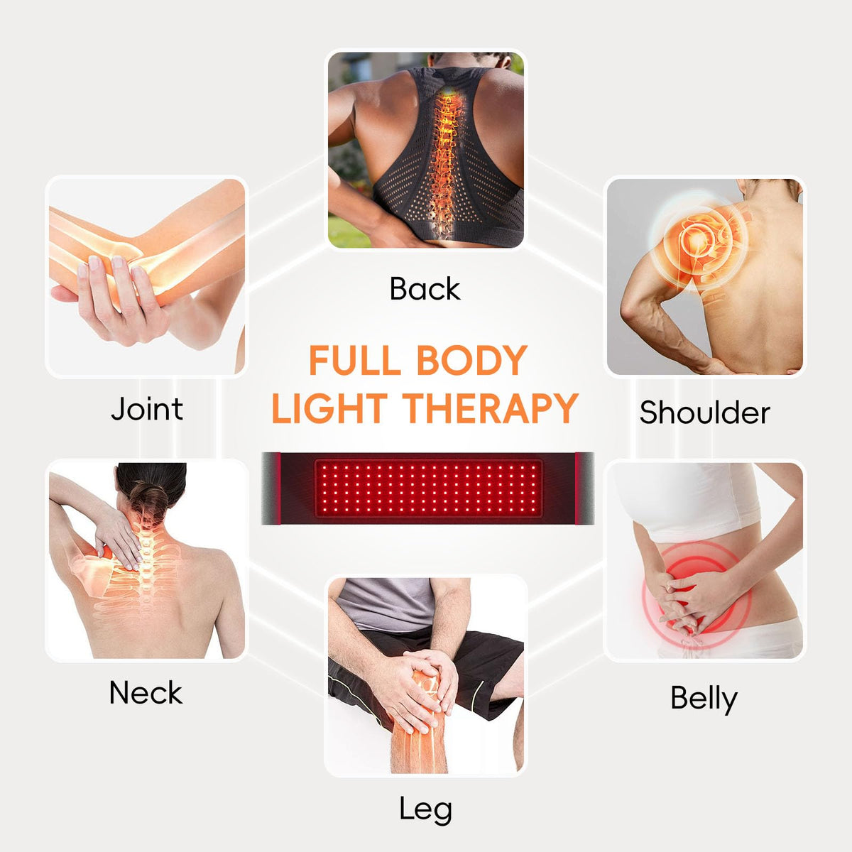 Red Light Therapy Infrared Belt: Pain Relief Body Pad 100 LEDs Red Light Therapy Belt