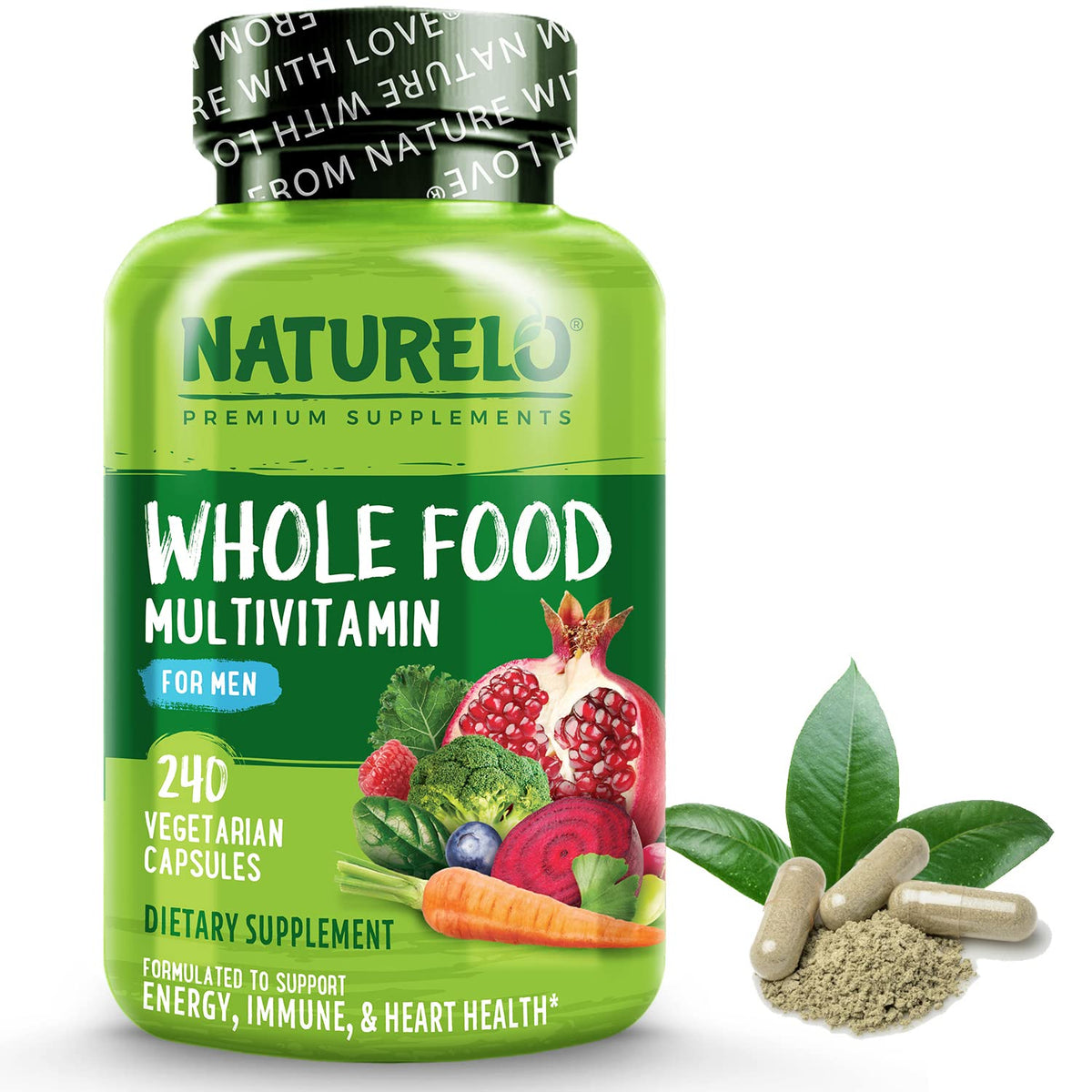 NATURELO Whole Food Multivitamin for Men - Vitamins, Minerals, Antioxidants, Organic 
