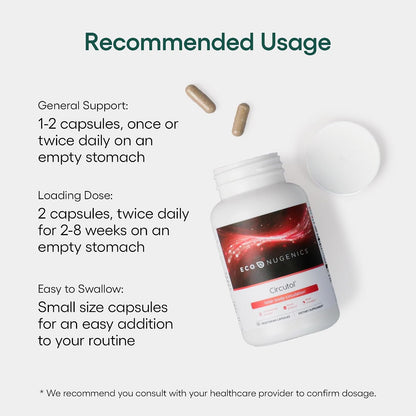EcoNugenics Circutol: Heart & Blood Pressure Supplement with Nattokinase, L-Carnitine, Hawthorn Berry Extract, Cordyceps & Reishi Mushrooms – Healthy Blood Flow & Nitric Oxide Support – 60 Capsules