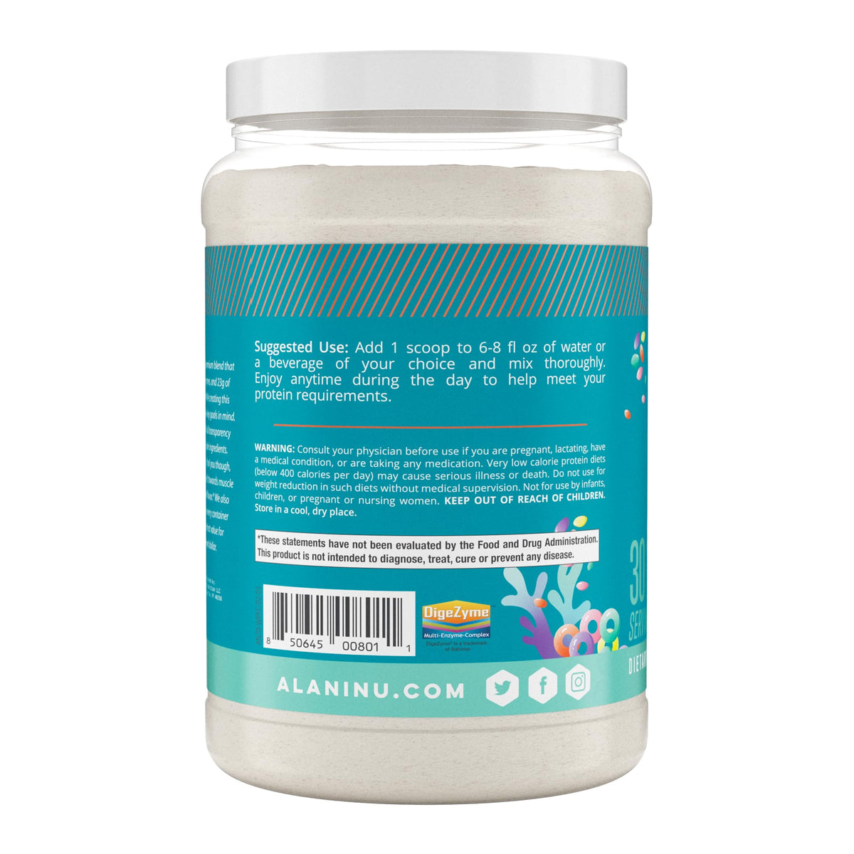 Alani Nu Whey Protein Powder Fruity Cereal | 23g Protein with Low Sugar & Digestive Enzymes