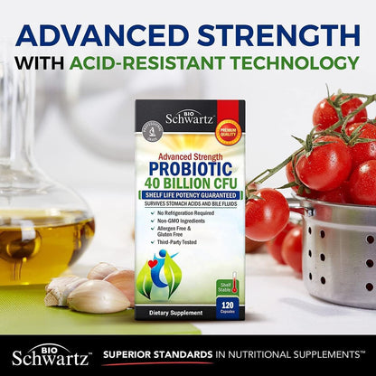 Probiotic 40 Billion CFU with Organic Prebiotics for Gut Health, 60 Count