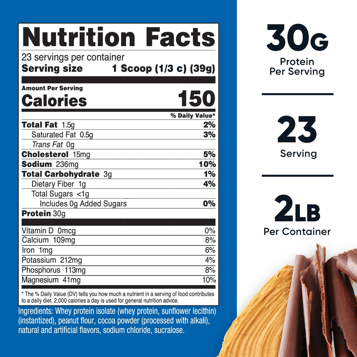 Nutricost Whey Protein Isolate (Chocolate Peanut Butter, 2 Pound) Protein Powder