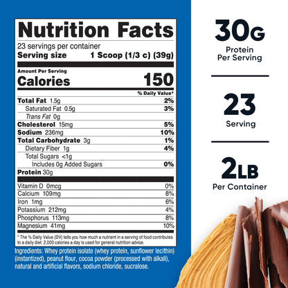 Nutricost Whey Protein Isolate (Chocolate Peanut Butter, 2 Pound) Protein Powder