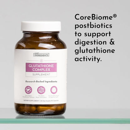 JUST INGREDIENTS Glutathione Complex - Liposomal, S-Acetyl-L-Glutathione, Tributyrin - 60 Capsules