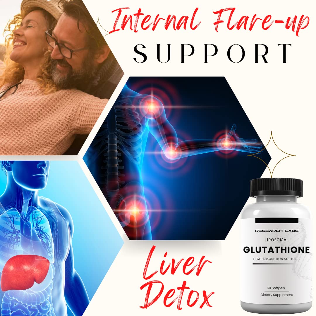 Research Labs Liposomal Glutathione Supplement w/Gluta-IV™, 100x Enhanced Absorption Over Powder Glutathione. 2 Fer 1 Ad, 120 Total Liposomal Softgels