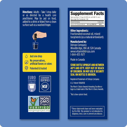 Ddrops Adults 2000IU 180 Drops - Liquid Vitamin D3 Supplement, Supporting Strong Bones & Immune System