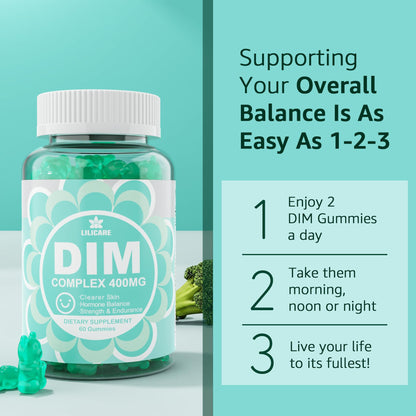 DIM Supplement Women 400mg, Estrogen Supplement for Women, Sugar Free DIM Gummies for Men & Women