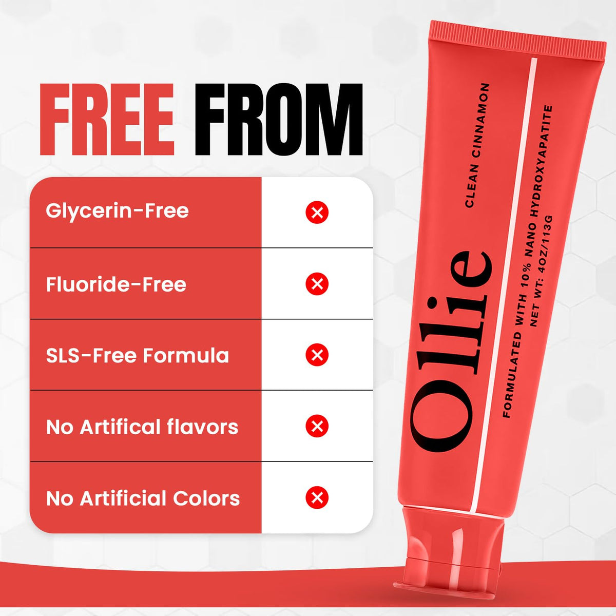 Ollie Fluoride Free 10% Nano Hydroxyapatite Toothpaste, Clean Mint, 1 Pack