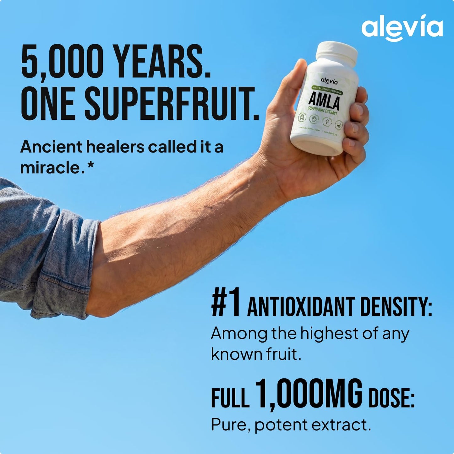Alevia Organic Amla Capsules 1000mg – Indian Gooseberry Amla Fruit Supplement – Organic Amla Powder Organic for Antioxidant, Energy & Digestive Support – Ayurvedic Wellness Formula – 60 Capsules