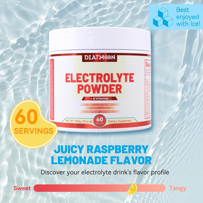 Electrolytes Powder No Sugar, Enhanced with B-Vitamins and Minerals – Keto Friendly, Hydration Drink Supplement - 60 Servings