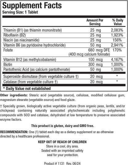 BIOTICS RESEARCH Bio B Complex High Potency B-Complex with Folate and Vitamins B2, B6 and B12 for Energy Production, Supports Cardiovascular Function, metabolic Pathways, Brain Health 90 Tabs