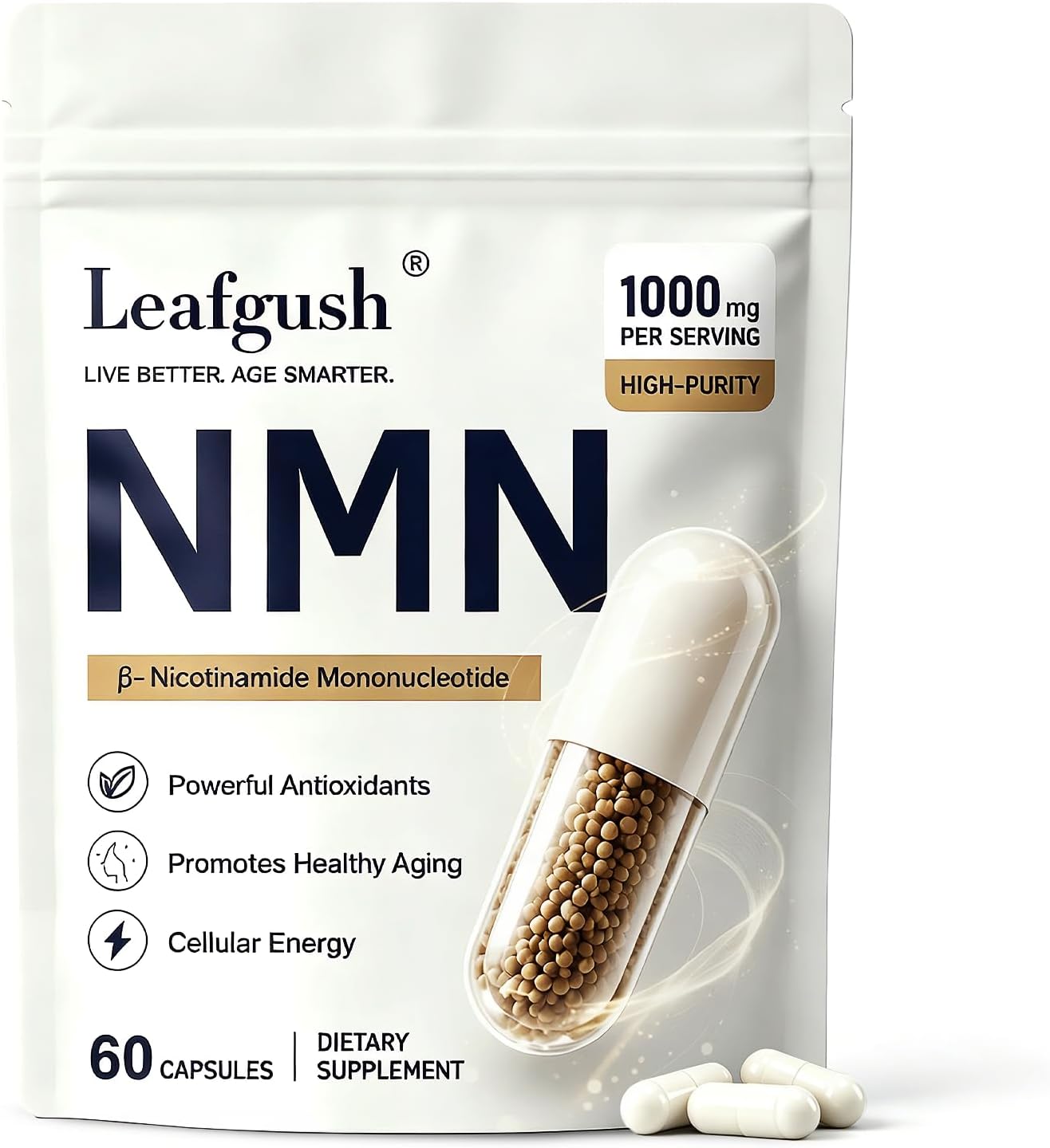 NMN Supplement 1000mg, NAD+ Precursor with TMG 300mg & Grape Seed Extract 100mg, Nicotinamide Mononucleotide for Cellular Energy, Healthy Aging Support, Advanced 3-in-1 Daily Formula