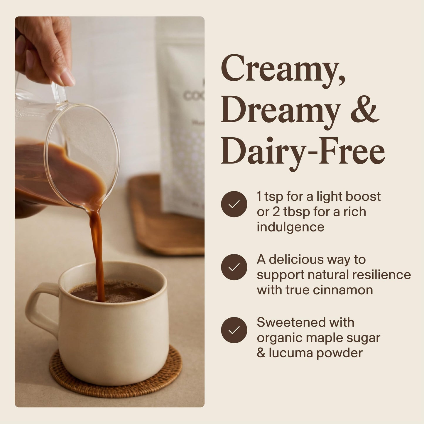 Real Mushrooms Functional Coconut Creamer with Reishi, Lucuma & Ceylon Cinnamon – Organic, Dairy-Free – Vegan Coffee Creamer for Smoothies & Drinks – 90 Servings Organic Cream Coconut Powder